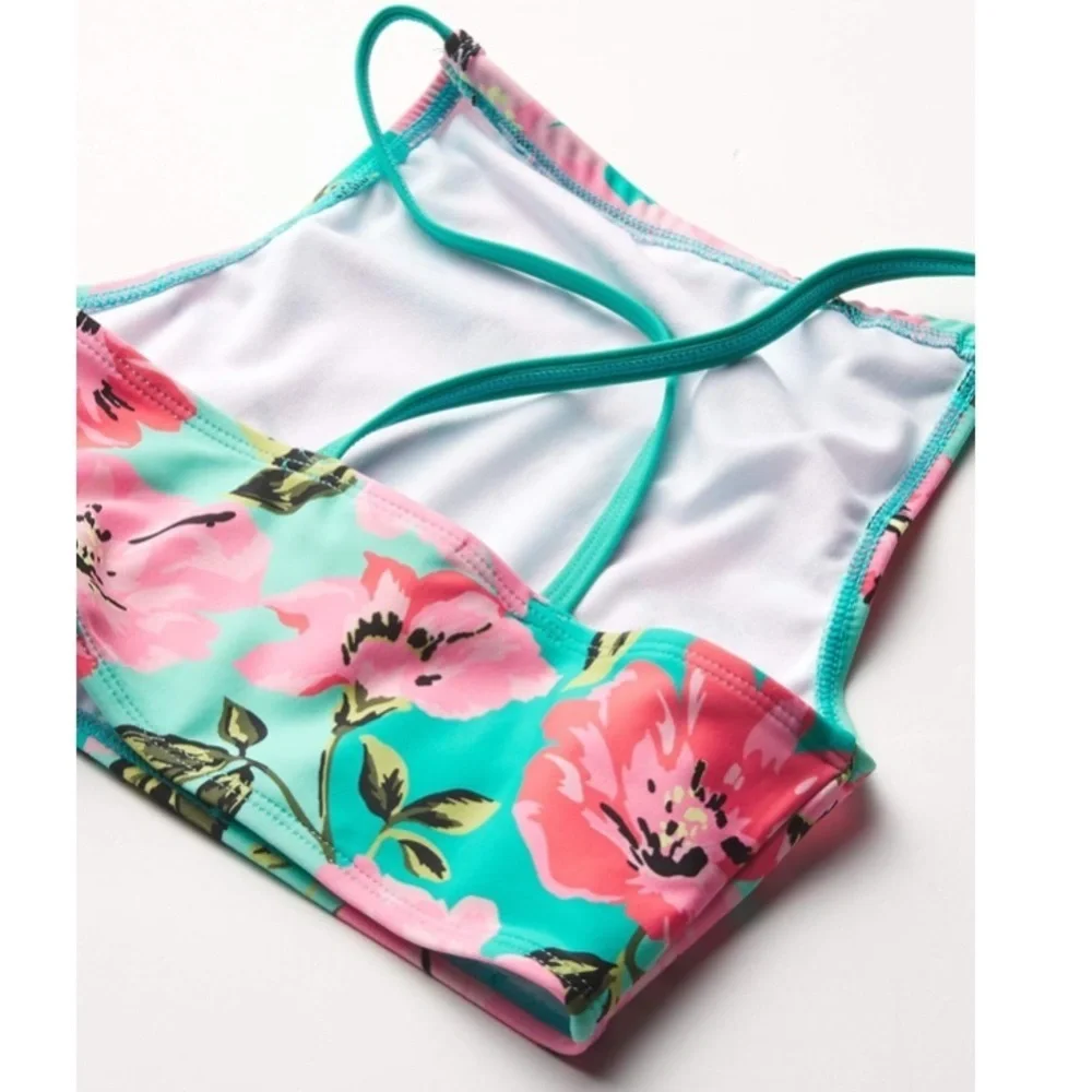 NWT Girl’s Kanu Daisy Surf Floral Bikini Set with UPF 50